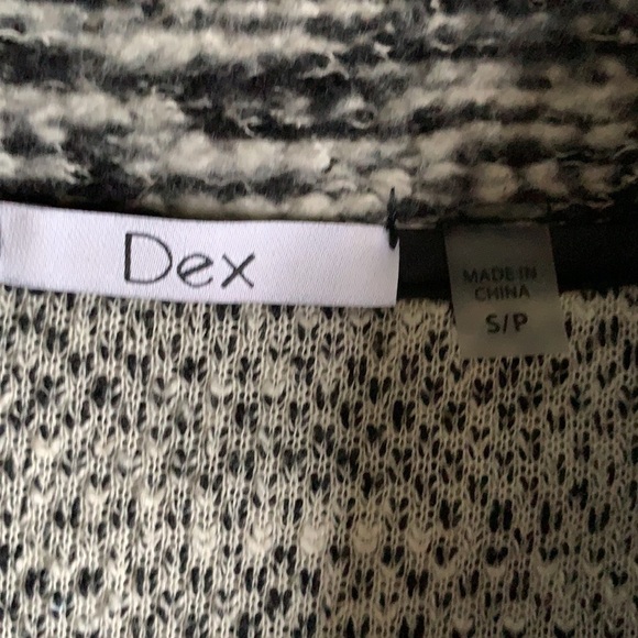 DeX knit sweater jacket black white zipper cardigan casual career size Small - Picture 2 of 8
